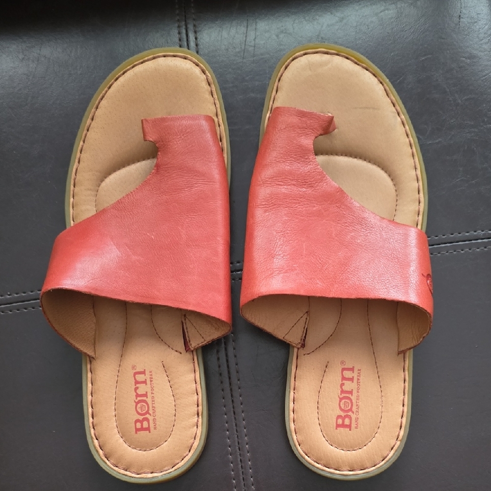 Born Women's Coral Leather Slide Sandals